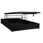 Lit coffre ouverture parallle en tissu gris fonc 140x190 cm