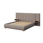 Lit coffre avec sommier  lattes rayures marron 180x200