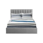 Lit coffre avec sommier � lattes relevable 160x200 gris