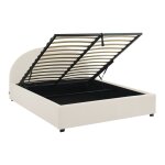 Lit coffre sommier � lattes et t�te de lit, blanc, 160 x 200cm i