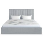 Lit coffre songe + sommier velours argent 180cm