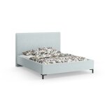 Lit coffre avec tête de lit 160x200cm en tissu chenille bleu satiné Lit coffre avec tête de lit 160x200cm en tissu chenille bleu satiné