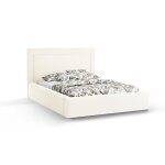 Lit coffre avec tête de lit 160x200cm en tissu chenille ivoire Lit coffre avec tête de lit 160x200cm en tissu chenille ivoire