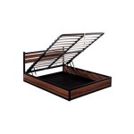 Lit coffre et tte de lit style industriel bois et mtal 140x190 cm