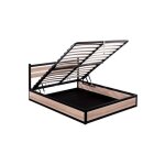 Lit coffre et tte de lit style industriel bois et mtal 140x190 cm