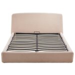 Lit coffre en tissu bouclette 160x200 cm beige Lit coffre en tissu bouclette 160x200 cm beige