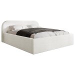 Lit coffre en tissu bouclette 160x200 cm blanc