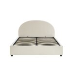 Lit coffre tissu bouclette cru 160x200 sommier inclus