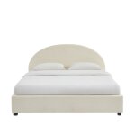 Lit coffre tissu bouclette écru 180x200 sommier inclus Lit coffre tissu bouclette écru 180x200 sommier inclus