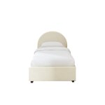 Lit coffre tissu bouclette cru 90x190 sommier inclus