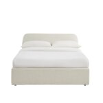 Lit coffre tissu chenille beige 140x190 sommier inclus