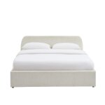 Lit coffre tissu chenille beige 160x200 sommier inclus