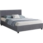 Lit coffre en tissu gris 160 x 200 cm