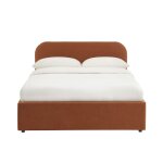 Lit coffre tissu rouille 140x190 sommier inclus