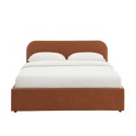 Lit coffre tissu rouille 160x200 sommier inclus