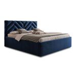 Lit coffre en velours 180x200 cm bleu Lit coffre en velours 180x200 cm bleu