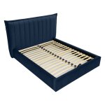 Lit coffre en velours 180x200 cm bleu marine
