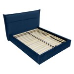 Lit coffre en velours 180x200 cm bleu marine