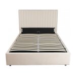 Lit coffre velours beige 140 x 190 cm