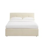 Lit coffre velours beige 140x190 sommier inclus