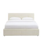 Lit coffre velours beige 160x200 sommier inclus Lit coffre velours beige 160x200 sommier inclus