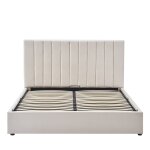 Lit coffre velours beige 90x190 cm