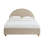 Lit coffre velours beige sable 160x200 sommier inclus