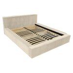 Lit coffre en velours c�tel� 180x200 cm beige