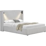Lit coffre en velours c�tel� beige 140 x 190 cm