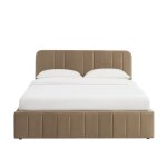 Lit coffre velours marron 160x200 sommier inclus