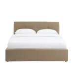 Lit coffre velours marron glac 160x200 sommier inclus