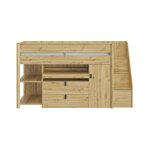 Lit combiné réversible avec bureau effet bois chêne beige 90cm x 200cm Lit combiné réversible avec bureau effet bois chêne beige 90cm x 200cm