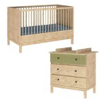 Lit + commode bb effet bois 70x140 cm