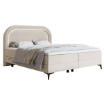 Lit continental 180x200 en velours déperlant grège Lit continental 180x200 en velours déperlant grège