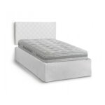 Lit demi - carr� en simili cuir blanc 120x190 cm