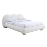 Lit design effet peau de mouton cru 160x200 cm