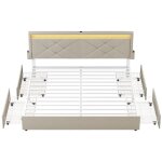 Lit double 160 x 200 cm t�te de lit rembourr�e ajustable beige