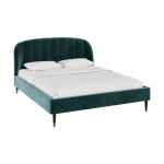 Lit double 160x200 cm en velours vert et pieds doré Lit double 160x200 cm en velours vert et pieds doré