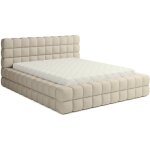 Lit double avec coffre velours luxe capitonn�, beige, 180x200