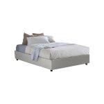 Lit double en similicuir blanc 140x190 cm