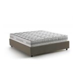 Lit double en similicuir gris tourterelle 160x200 cm