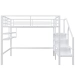 Lits double superposés métallique blanc échelle avec rangement Lits double superposés métallique blanc échelle avec rangement