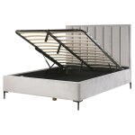 Lit double en tissu gris 160x200