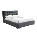 Lit double en tissu gris foncé avec 2 tiroirs 180x200 cm Lit double en tissu gris foncé avec 2 tiroirs 180x200 cm