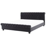 Lit double en tissu noir 180x200