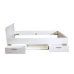 Lit effet bois blanc, 2 tiroirs, 1 niche 140x190 Lit effet bois blanc, 2 tiroirs, 1 niche 140x190