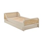 Lit effet bois et cannage 90 x 190 cm beige