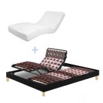 Lit �lectrique noir 180x200 cm, matelas m�moire, contour simili