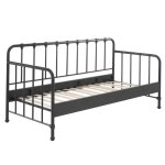 Lit enfant banquette  barreaux en mtal noir 90x200