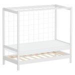 Lit enfant but de football 70x140 cm blanc avec matelas et sommier